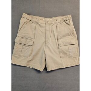 Savane Mens British Khaki Cotton Hiking Cargo Shorts Elastic Waist Size 40